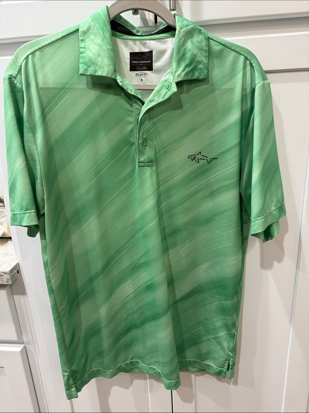 Greg Norman Collection Light Green Men's Polo with Shark Emblem